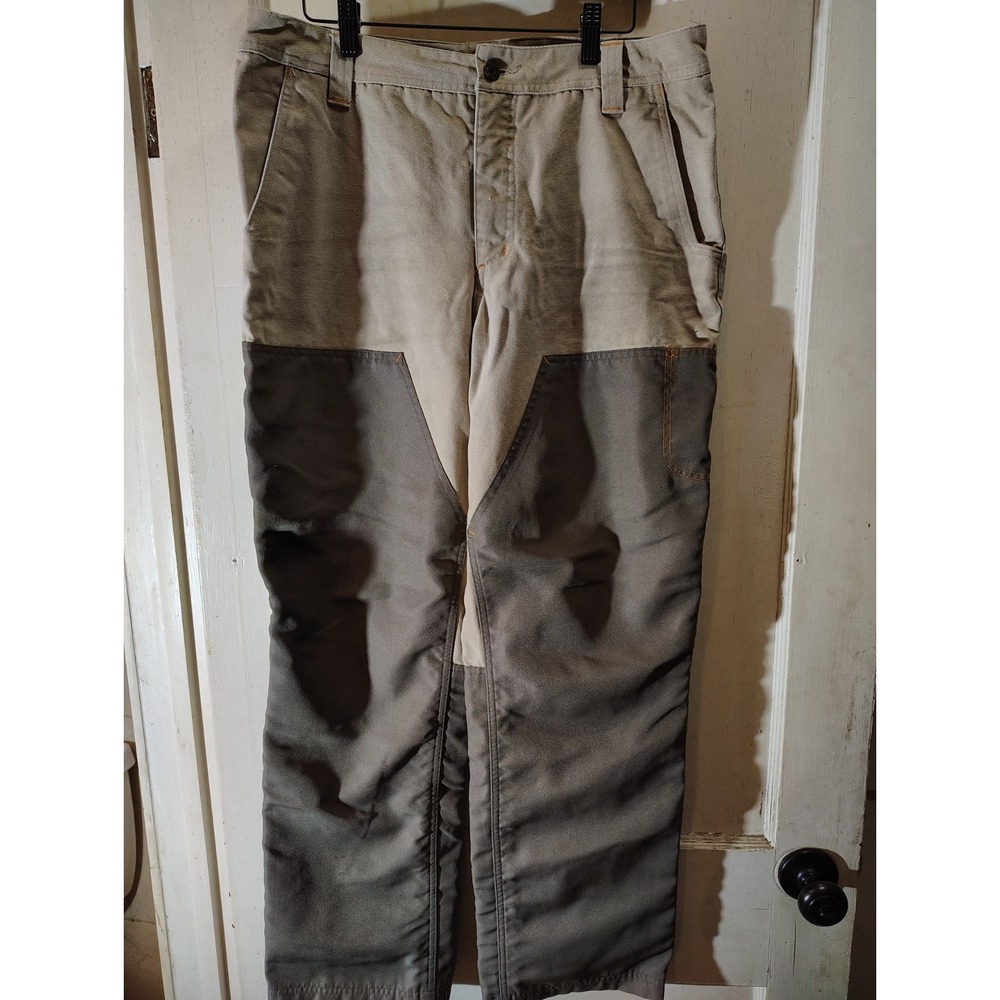 Field & Stream Mens Upland Hunting Pants Khaki Canvas Reinforced Leg Patches 34